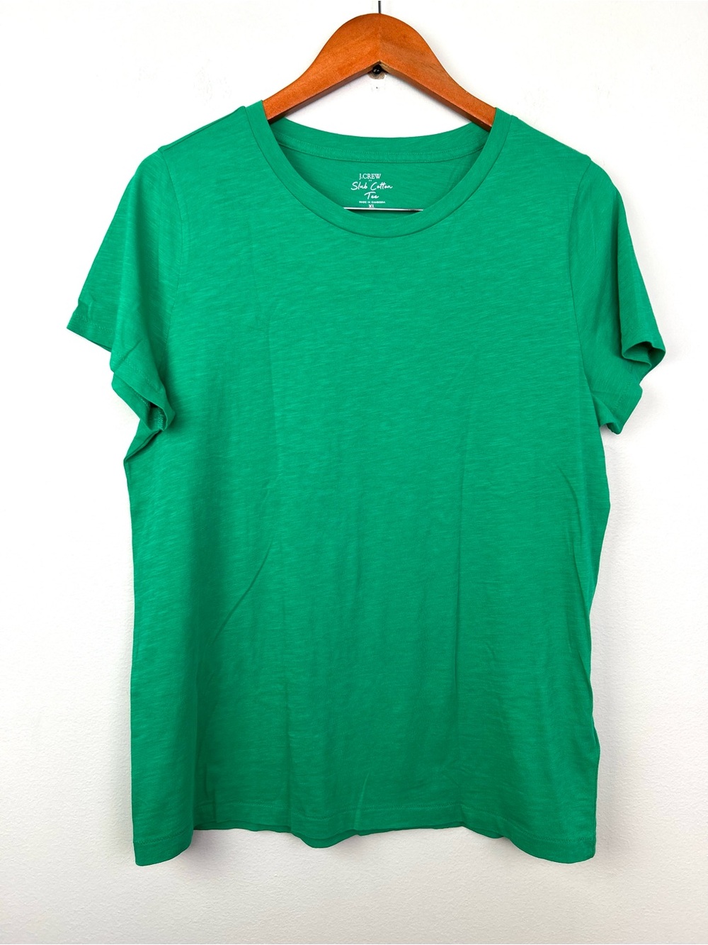 J. Crew slub cotton tee Crewneck Short Sleeve size XL in Green 100% cotton NEW